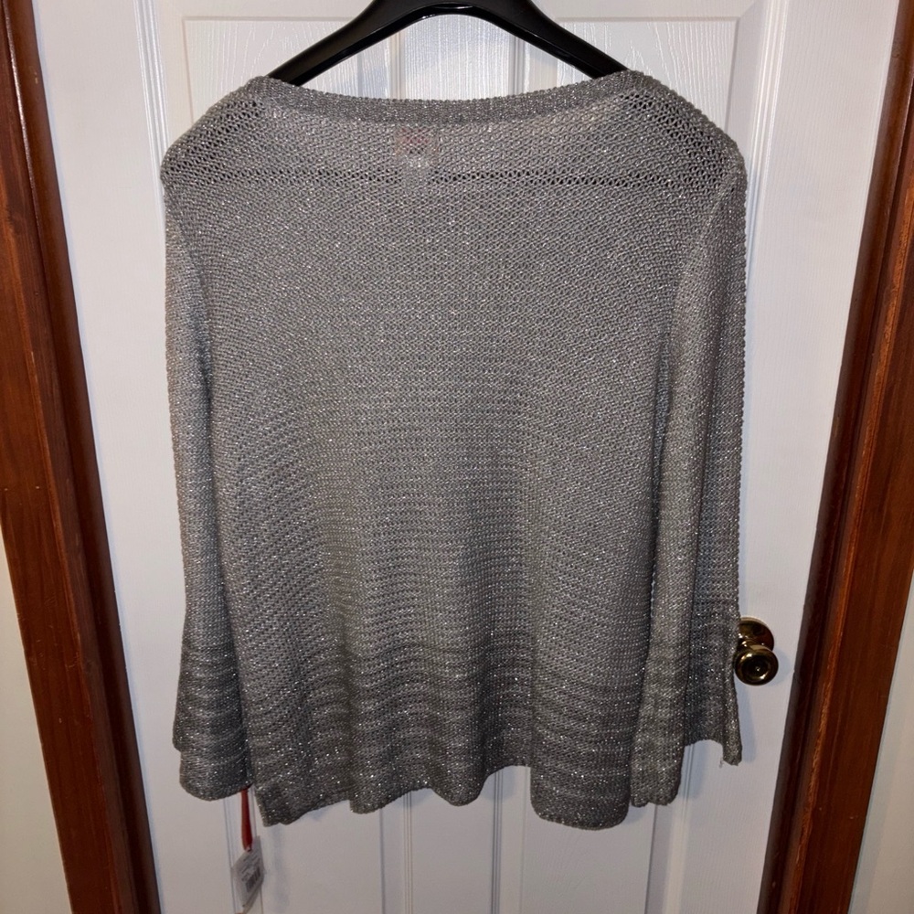 Ruby Rd. Metallic Gray Knit Top - Picture 2 of 3